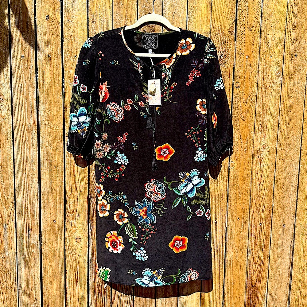 Johnny Was | 100% Silk Zorya Mini Dress | Floral Design | Small